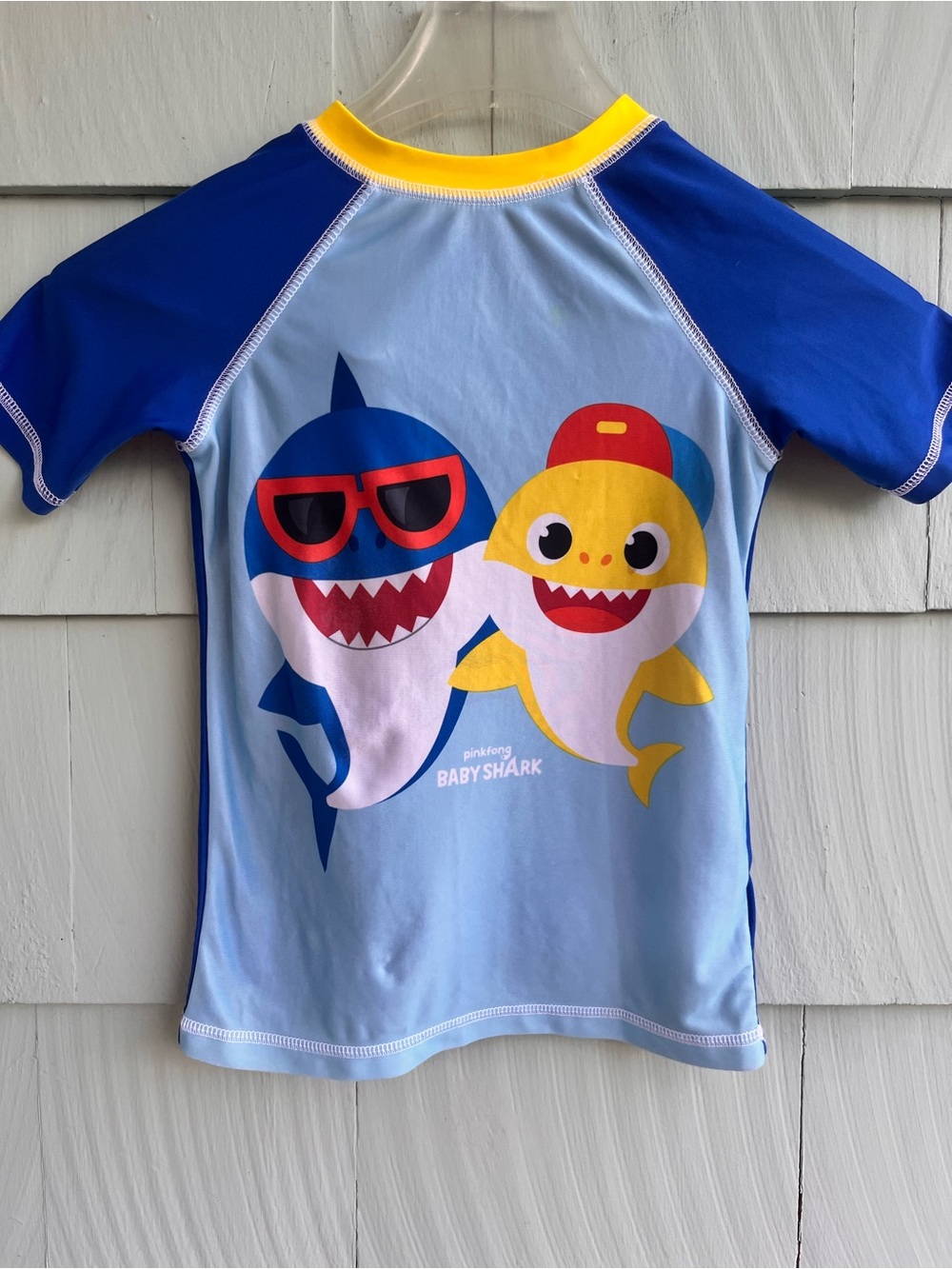 Baby Shark Boys' Blue Short-Sleeve Swim Rash Guard